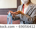 OL woman disinfection infection prevention wrist disinfection alcohol ethanol disinfection gel mask 69056412