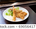 Mixed fried set meal lunch, fried shrimp, chicken cutlet, fried aji 69056417