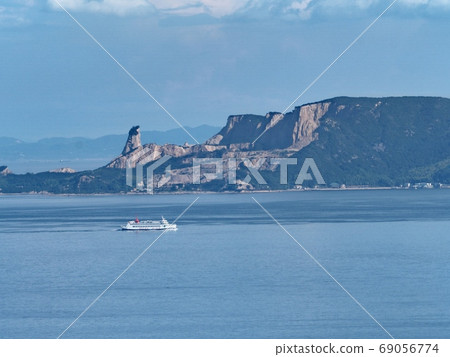 Shodoshima Ferry sailing off Okajima from the Ieshima Islands seen from Cape Manyo 69056774
