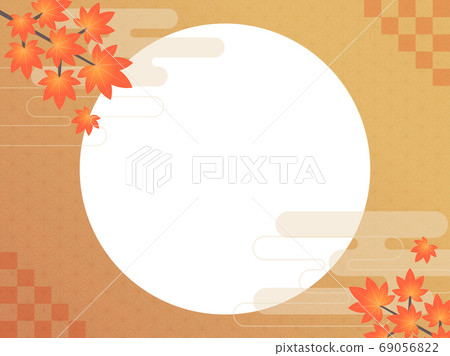 满月大月见中秋月秋叶日式背景素材 图库插图