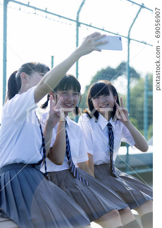Rooftop junior high school students Rooftop junior high school students 69056907
