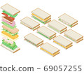 Isometric illustration of various sandwiches with bread ears 69057255