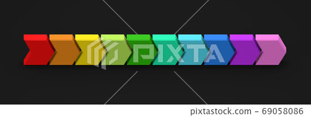10 different colors. 10 parts. Colorful colors. isometric. A three-dimensional object. 10 different colors. 10 parts. Colorful colors. isometric. A three-dimensional object. 69058086
