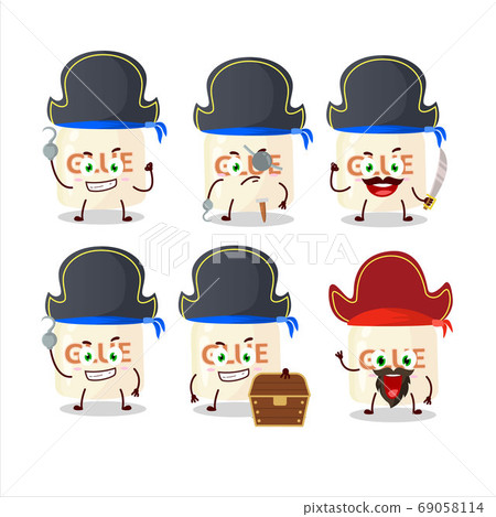 Cartoon character of glue with various pirates emoticons 69058114