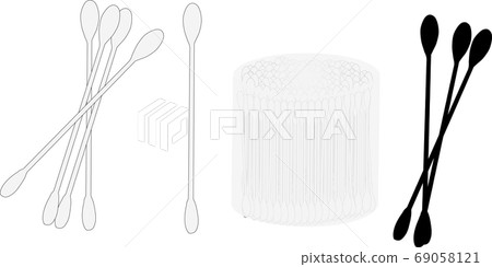 白色拭子和黑色拭子和拭子盒的插圖 白色拭子和黑色拭子和拭子盒的插圖 69058121