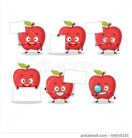 Apple cartoon in character bring information board 69058181