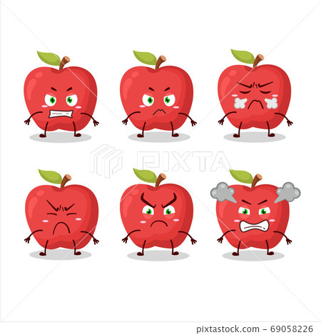 Apple cartoon character with various angry expressions Apple cartoon character with various angry expressions 69058226