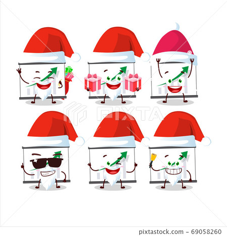 Santa Claus emoticons with chart going up cartoon character Santa Claus emoticons with chart going up cartoon character 69058260