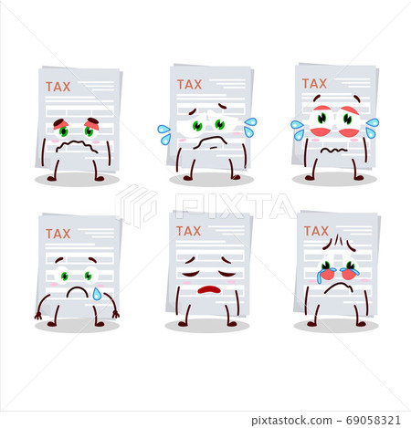 Tax payment cartoon character with sad expression Tax payment cartoon character with sad expression 69058321