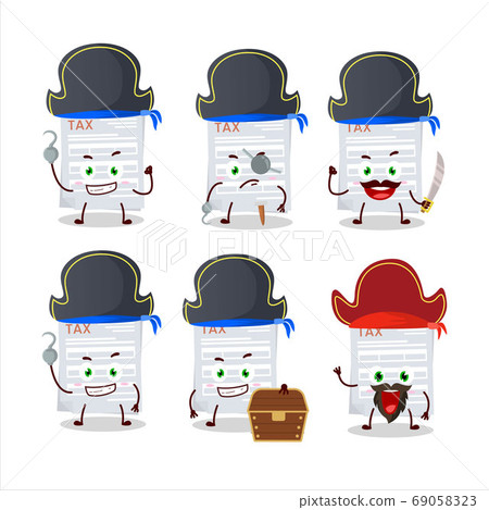 Cartoon character of tax payment with various pirates emoticons Cartoon character of tax payment with various pirates emoticons 69058323