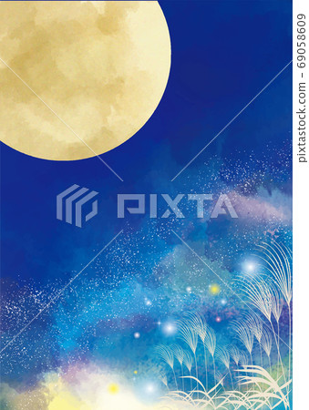 Watercolor style fifteen nights background material 69058609