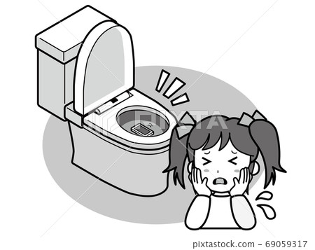 一個在將手機扔進西方廁所時遇到麻煩的女孩 69059317