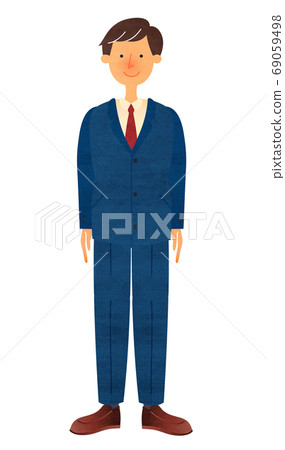 穿著西裝站在一個微笑的年輕人 69059498