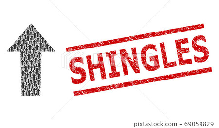 Arrow Up Fractal Composition of Arrow Up Icons and Scratched Shingles Seal Arrow Up Fractal Composition of Arrow Up Icons and Scratched Shingles Seal 69059829