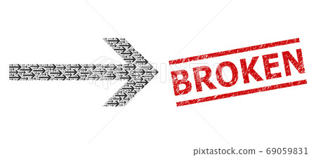 Arrow Right Recursion Composition of Arrow Right Icons and Scratched Broken Seal Stamp 69059831