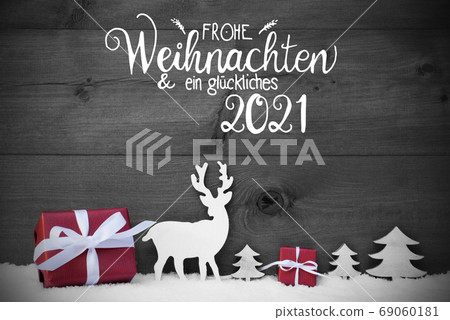 Reindeer, Gift, Tree, Snow, Glueckliches 2021 Reindeer, Gift, Tree, Snow, Glueckliches 2021 69060181