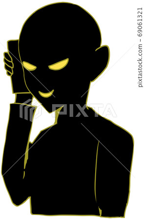 Illustration of a bad man cheating on a scam phone 69061321