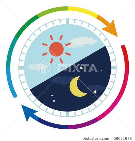 24 hours morning and night image illustration (rainbow arrow) 69061978