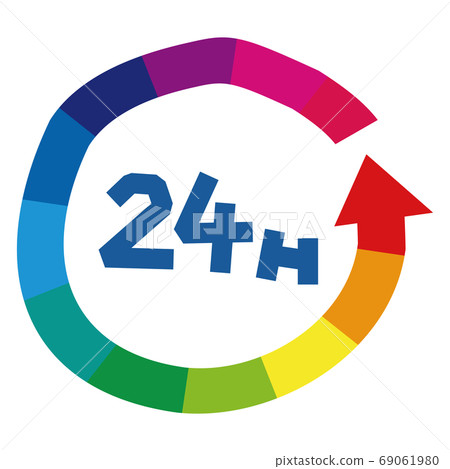 全天24小時彈出圖像插圖（彩虹箭頭） 69061980