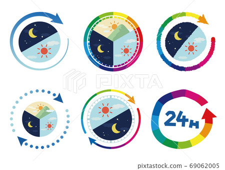 6 types of 24-hour image illustration set 69062005