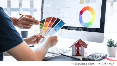 Team design of young Interior graphic designer Team design of young Interior graphic designer 69062792