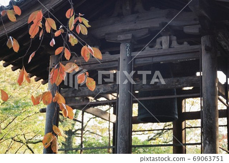 Autumn leaves and Kanzeonji bell tower Autumn leaves and Kanzeonji bell tower 69063751