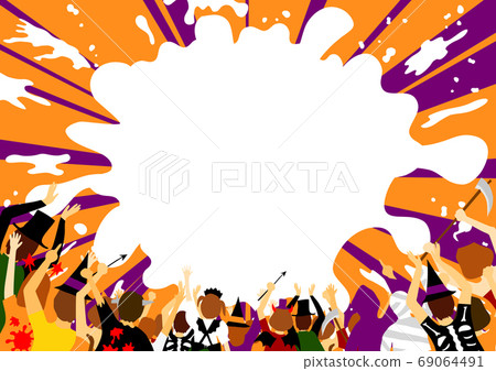 人們在萬聖節服裝油漆背景 69064491