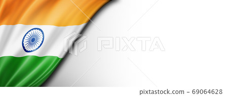 Indian flag isolated on white banner Indian flag isolated on white banner 69064628