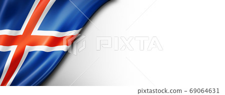 Icelandic flag isolated on white banner Icelandic flag isolated on white banner 69064631