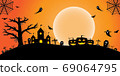 Halloween Night Concept Vector.paper art style. 69064795