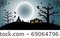 Halloween Night Concept Vector.paper art style. 69064796