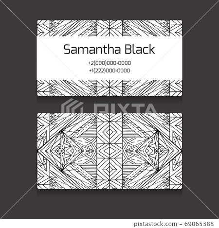 Template two-sided business card with ethno pattern 69065388