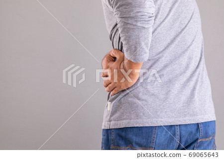Stomach ache or pain on belly concept 69065643