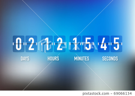 Vector countdown clock counter timer. UI app digital count down circle board meter with circle time pie diagram. Scoreboard of day, hour, minutes and seconds for web page coming soon event template. Vector countdown clock counter timer. UI app digital count down circle board meter with circle time pie diagram. Scoreboard of day, hour, minutes and seconds for web page coming soon event template. 69066134