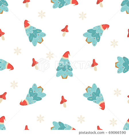 Holiday seamless pattern with Christmas trees... - Stock Illustration ...