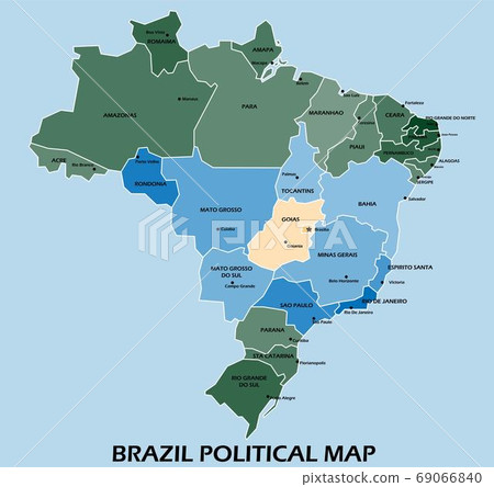 Brazil political map divide by state colorful outline simplicity style. 69066840