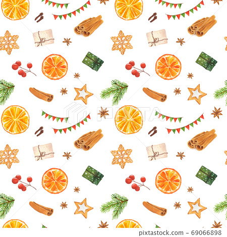 Watercolor Christmas seamless pattern - Stock Illustration [69066898 ...