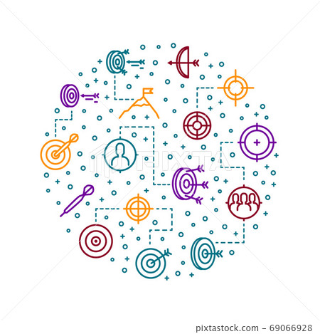 Target Signs Thin Line Concept Round Design... - Stock Illustration ...