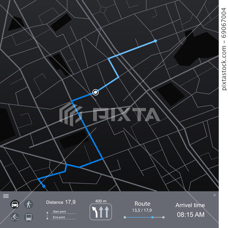Cartoon Route Dashboard Concept Card Poster. Vector 69067004