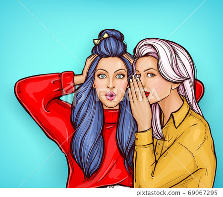 Girl whispering gossip to her friend 69067295