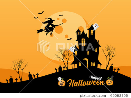 Happy Halloween lettering for party invitation card 69068506