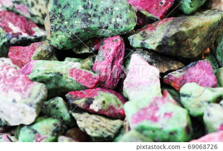 ruby crystal in the green fuchsite 69068726