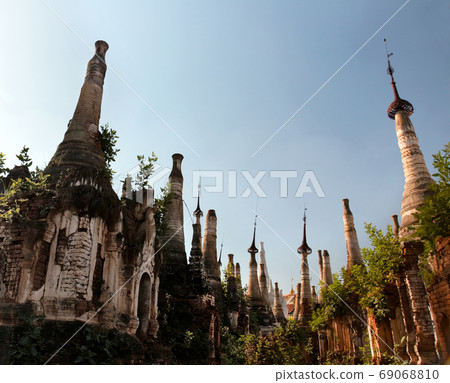 Ancient Ruins of Buddhist Stupas in Indein. Ancient Ruins of Buddhist Stupas in Indein. 69068810
