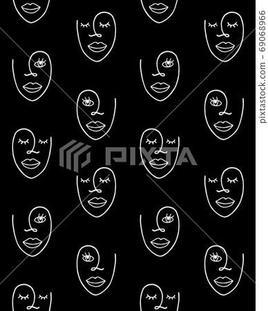 Vector seamless pattern of female woman face - Stock Illustration ...