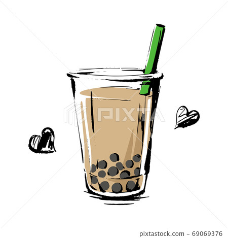 Handwritten rough sketch _ Tapioca milk tea 69069376