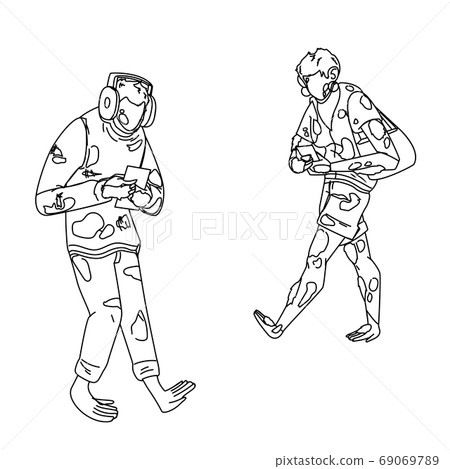 Humanity Degradation With Phone Walking Vector Illustration 69069789