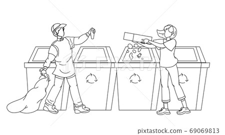 Characters Human Sorting Recycling Garbage Vector Illustration Characters Human Sorting Recycling Garbage Vector Illustration 69069813
