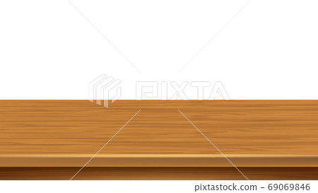 Wooden Shelf Empty Bookshelf Space Surface Vector 69069846