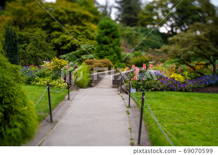 A photograph of Garden in a diorama style using a tilt lens Vancouver British Columbia Canada A photograph of Garden in a diorama style using a tilt lens Vancouver British Columbia Canada 69070599
