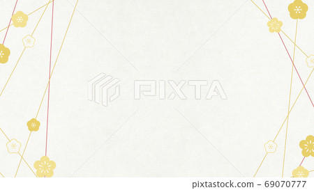 Japanese style image-Line-Plum-Japanese paper-Gold [16:9] 69070777